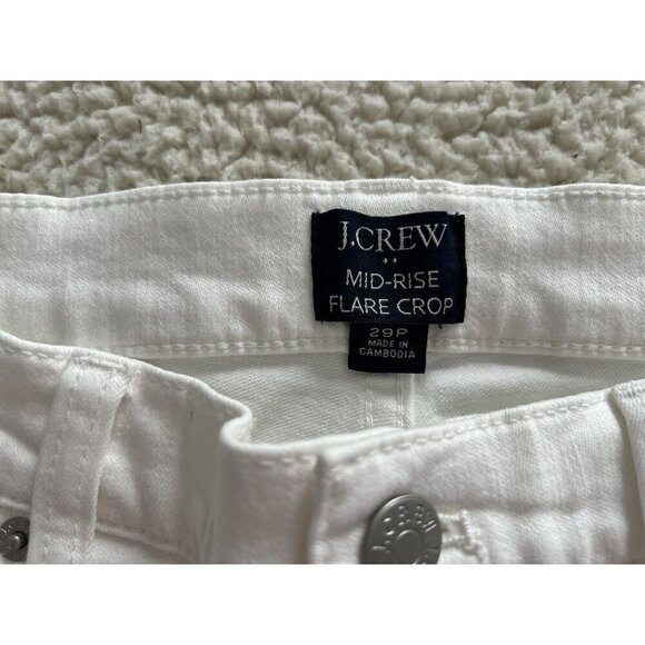 J.CREW Mid-Rise Flare Crop Signature Stretch White Jeans - Picture 8 of 16